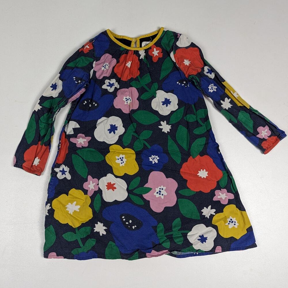 Mini Boden Navy Floral Long Sleeve Dress Girls Sz 6-7y Play Daycare